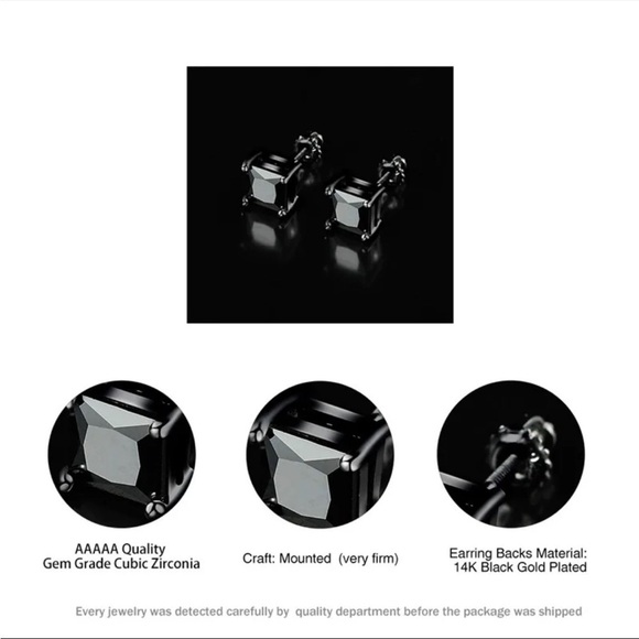 Copy - ✨ New Black Rainbow Topaz Halo Stud Earrings - Picture 6 of 8